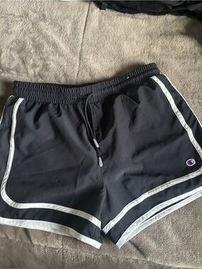 Champion Black Shorts with White Piping